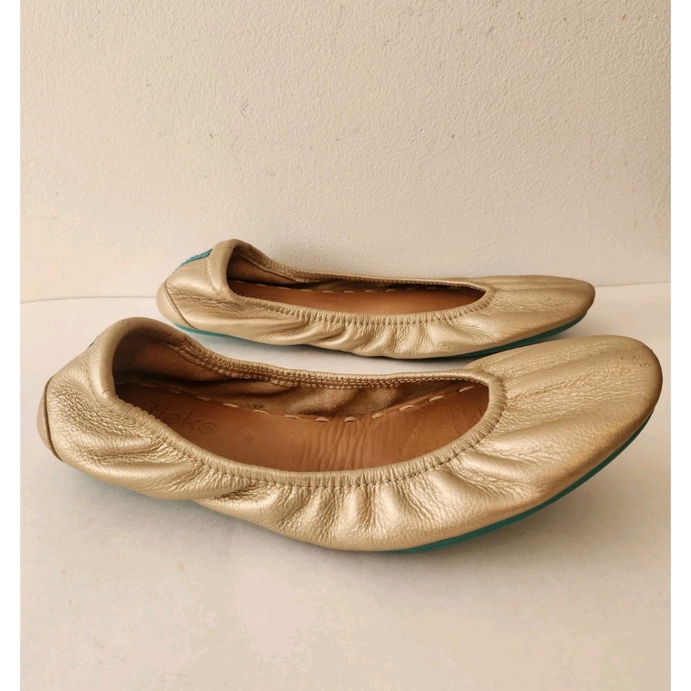Gold Leather Tieks by Gavrieli Women Ballet Shoes Foldable Flats Champagne 8 - Picture 3 of 9